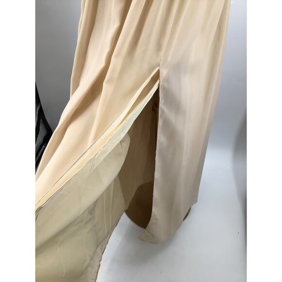 BRIDESMAID DRESS 14 1X plus tan pleated halter belted formal maxi dress new B120 - Picture 3 of 9